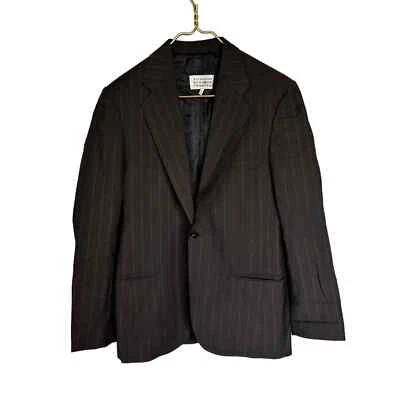 Chaqueta Blazer Maison Margiela Colección Hombre Marrón Lana A Rayas Efecto Usado Foto 1 de 4