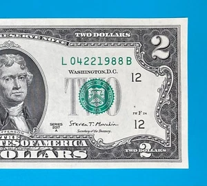 April 22, 1988 : L 04221988 B BIRTHDAY Note $2 Two Dollar Bill *UNC* - Picture 1 of 3