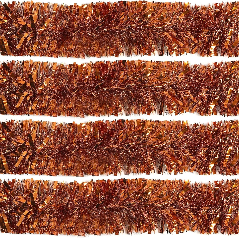 TIECO Sparkling Thick Orange Tinsel Christmas Tree Garland by The Tie Co