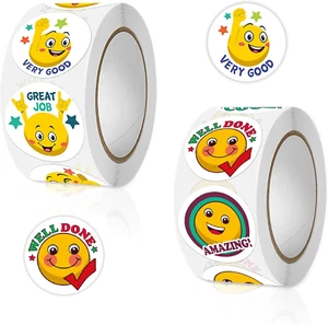 1000 PCS Smiling Face round Stickers 1 Inch No Residue Teacher Reward Stickers f - Picture 1 of 6