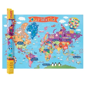 Round World Products Kid's Wall Map, World, 24" x 36" - Picture 1 of 1