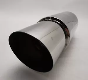 MARMITTA BIG BORE TUBO DI SCAPPAMENTO ALLUMINIO CROMATO SINGOLA UNIVERSALE AUTO - Picture 1 of 5