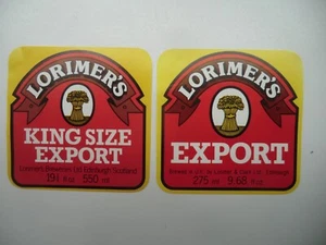 MINT PAIR OF LORIMER'S EDINBURGH EXPORT & KING SIZE EXPORT BREWERY PAPER LABELS - Picture 1 of 1