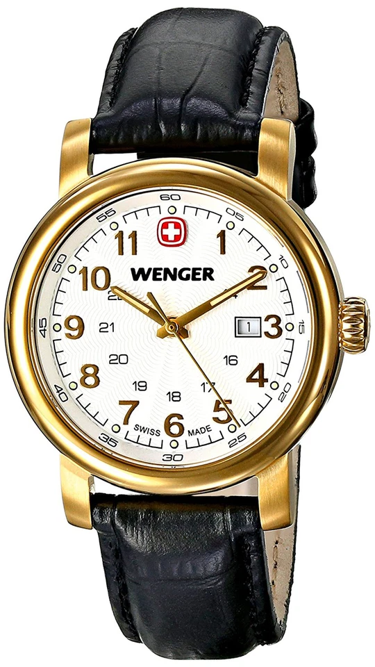 Reloj para mujer Wenger 01.1021.109 clásico esfera blanca correa de cuero negro Foto 1 de 1