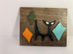 Atomic Cat 1:12 Scale Mid Century Modern Wall Art Doll House Miniatures Plaque - Picture 1 of 7