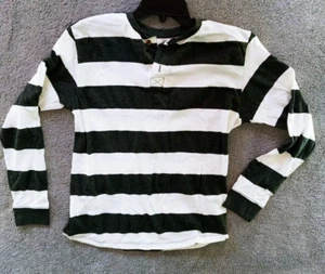 BUZZ CUTS sz L 14-16 Boy Girl Charcoal/White 3 Button Long Raglan Sleeve T-Shirt - Picture 1 of 6