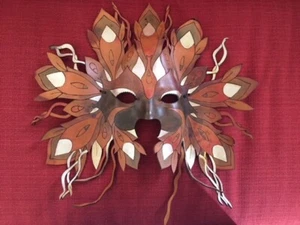 Elaborate Hand Crafted Leather Face Mask, for Halloween, Masquerade or Collector - Picture 1 of 9