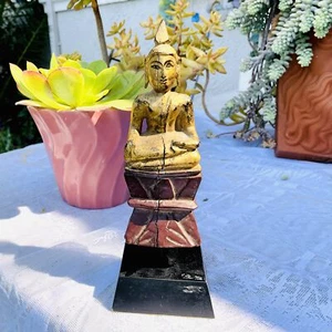 Antique Red Gold Wood Thai Buddha Spiritual Temple Relic Armstrong Collection - Picture 1 of 10