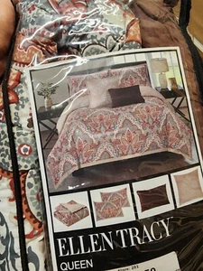 Ellen Tracy Upton Park 5-Piece Reversible Comforter Set Multi Color Queen - Picture 1 of 4