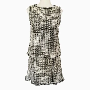 Max Studio Size Medium Tweed Sleeveless Tank Top Skirt 2-Pc Set Black White NEW - Picture 1 of 14