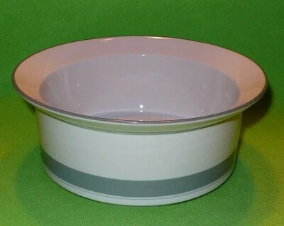 DANSK ALLEGRO CONCERTO 7 3/4 " serving bowl with FLARED RIM & GRAY STRIPES. - Image 1 of 4