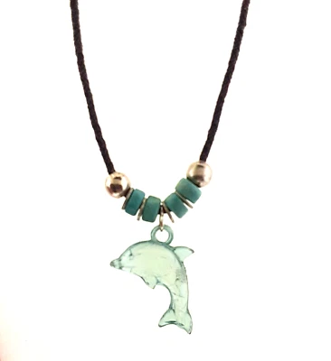 Dolphin Faux Turquoise Surfer Necklace 1*16 inch - Image 1 of 4