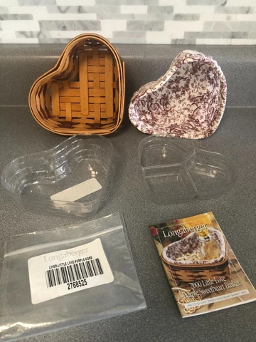 Longaberger 2000 Little Love Purple Sweetheart Basket 2 Protectors Liner & Card Cover