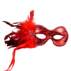 1920s The Great Gatsby Venetian Masquerade Mask for Women J-6936 [Red] - Picture 1 of 4