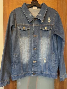 Lola & The Boys Girls Patch Distressed Denim Jean Jacket NO SIZE TAG - Picture 1 of 13