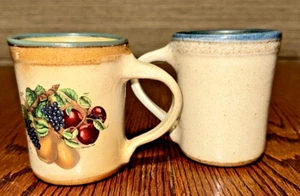 (2) Monroe Salt Works Monroe, Maine Italian Motif Country Handmade Mugs Retired - Picture 1 of 8