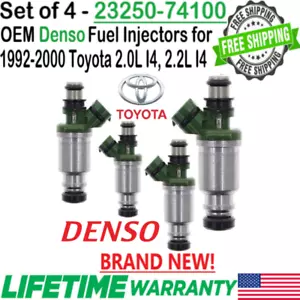 OEM NEW Denso Fuel 4x Injectors for 1992-2000 Toyota 2.0L 2.2L I4 MP#23250-74100 - Picture 1 of 8