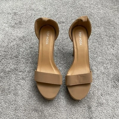 Top Moda Plataforma Tacones Altos Mujer 8.5 Desnudo Punta Abierta Vestido Sandalias Correa al Tobillo Foto 1 de 4