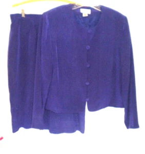 Adrianna Papell 2 Pc Purple Dress Suit Size 14 100% Silk and Lined Box16 - Picture 1 of 6