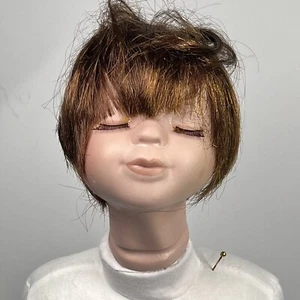 VTG Porcelain Doll Head Closed Eyes For Kiss Parts For 14” Dolls Flange - Picture 1 of 9