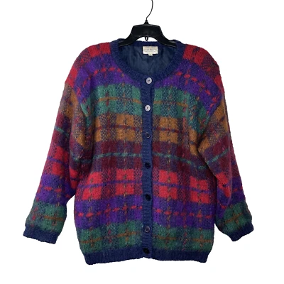 Suéter Vintage Susan Bristol Mezcla Mohair Mujer Grande Cárdigan Colorido Años 90 Foto 1 de 4