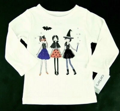 Camiseta de Halloween para bebés niñas talla 6 meses adornada algodón blanco roto carters Foto 1 de 4