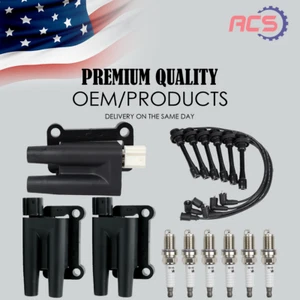 3X Ignition Coil & Spark Plug & Wires for Mitsubishi Montero Sport UF197 UF196 - Foto 1 di 16