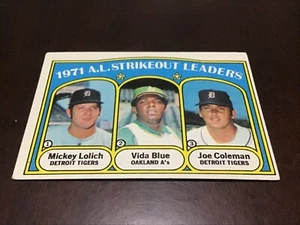 1972 Topps Baseball #96 AL STRIKEOUT LEADER MICKEY LOLICH VIDA BLUE JOE COLEMAN - Picture 1 of 2