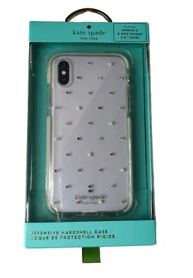Funda rígida defensiva Kate Spade transparente con gemas para iPhone XS y X nueva Foto 1 de 4