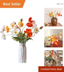 Artificial Flowers Silk 23.22" 5Pcs Poppies UV Resistant Home Wedding Decor - Picture 1 of 8