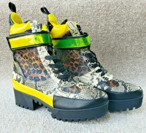 Fashion Nova Electric Wave Future Wave Leopard Combat Boots US 9 NEW - Picture 1 of 11