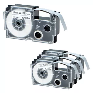 4 pezzi 12 mm inchiostro nero bianco nastro EZ cartuccia etichetta per Casio KL60 XR-12WE XR12WE - Foto 1 di 12