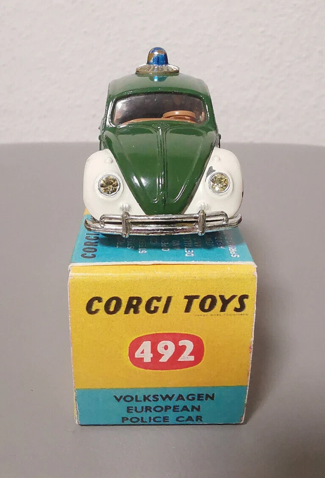 Corgi Toys 492 - VW 1200 European Police  VW 1200 Saloon in Repro Karton Vintage - Bild 1 von 4