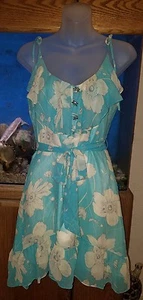 Jenny Han New Aqua Floral Silk Dress Size XSmall - Picture 1 of 7