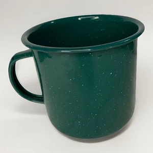 Taza de café de metal moteado verde esmaltado cabaña camping granja - Imagen 1 de 3