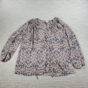 Cabi Siena Top Damen S/M rosa blau geblümt leicht transparent Oversize Bauern - Bild 1 von 11