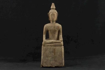 Excelente estatua de Buda sentado de madera tallada de 9 3/4" NobleSpirit Foto 1 de 4