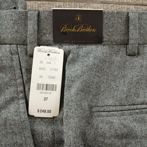 Brooks Brothers Hose Herren 37 grau meliert Wolle 36" Schrittlänge unvollendeter Saum - Bild 1 von 17