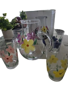 Set Country Garden glasklar handbemalter Glaskrug 3831 mit 4 Gläsern - Bild 1 von 8