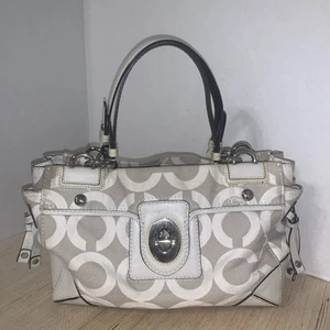 Coach Op Art Umhängetasche Peyton beige/grau Doppelgriff #14515 Canvas/Leder - Bild 1 von 24