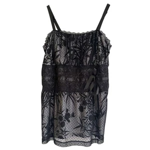 Camiseta sin mangas Babydoll Torrid Y2K encaje tejido cinta negra talla 1X Whimsigoth Fairy - Imagen 1 de 7