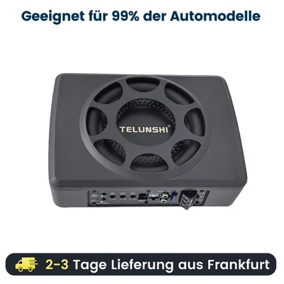 8'' Untersitz-Aktiv-Subwoofer + Kabelset Auto Bassbox Kompakt Lautsprecher Bass - Bild 1 von 4