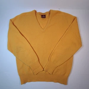 Vintage Nordstrom Lambswool Pullover Herren Large Senfgelb V-Ausschnitt 80er 90er - Bild 1 von 6