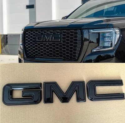 Insignia emblema rejilla GMC 3D negra/negra 2019-2025 Sierra Yukon XL Canyon OEM Foto 1 de 4