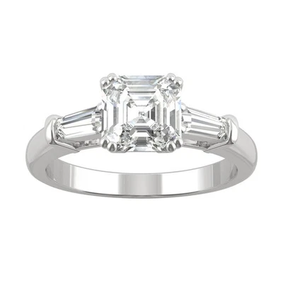 1.67 CTW DEW Asscher Cut Lab-Created Moissanite Three Stone Engagement Ring - Image 1 of 4