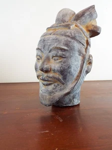 Antique Chinese Terracotta Head Ancient Warrior Clay Sculpture Funerary Decor - Picture 1 of 12