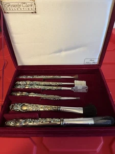 Vintage Beverly Clark Collection Makeup Brush Set Silver Plated 6 Piece Set - Picture 1 of 4