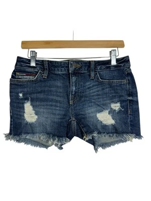 Tommy Hilfiger Women's 0 Denim Shorts Cut Off  Distressed Cotton Y2K - Image 1 of 4