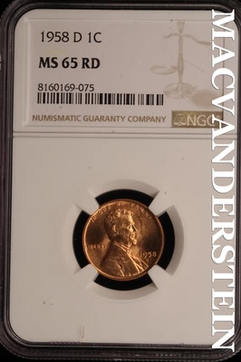 1958-D Lincoln Wheat Cent - NGC MS 65 RD - Brilliant Uncirculated  #SLE19 - Image 1 of 2