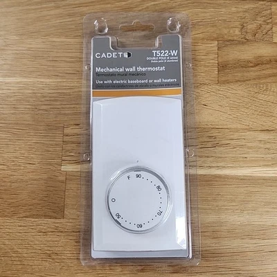 Cadet T522-W Mechanical Wall Thermostat for Baseboard Wall Heaters Double Pole - Image 1 of 3